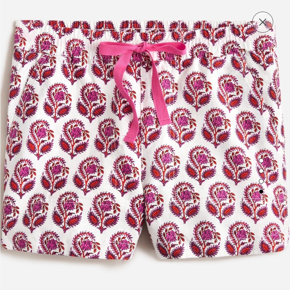 J.Crew Seaside Linen Blend Shorts in Bouquet Block Print